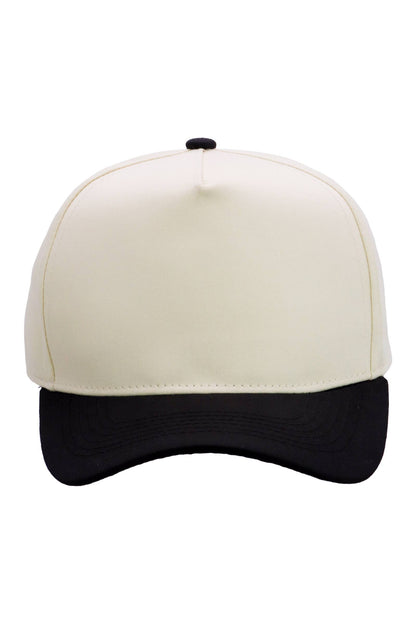 Two Tone Beige Upper Five Panel Baseball Cap