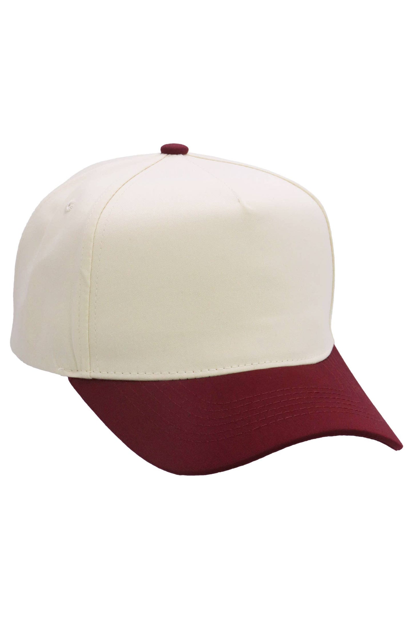 Two Tone Beige Upper Five Panel Baseball Cap