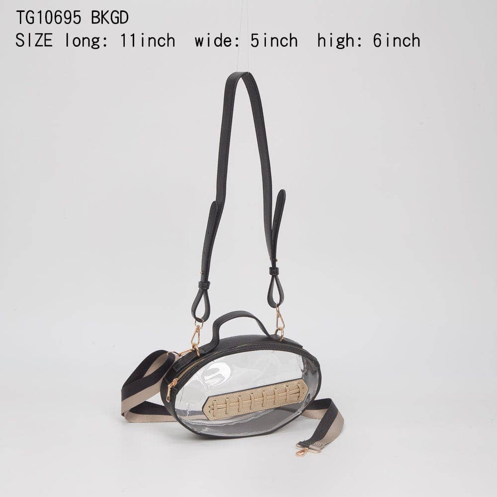 TG10695 Clear Gameday Football Stitch Detail Crossbody Bag