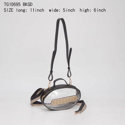 TG10695 Clear Gameday Football Stitch Detail Crossbody Bag
