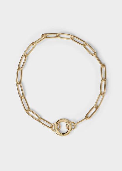 Stainless Steel Paperclip with Charm Keeper Chain Bracelet