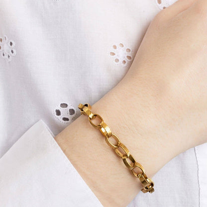 18K Gold PVD Stainless Steel Thick Oval Chain Bracelet