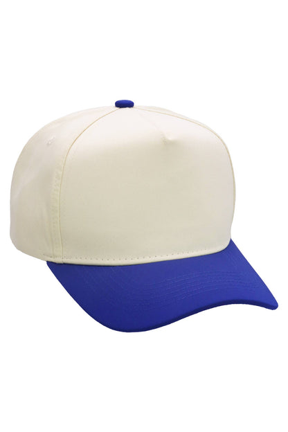Two Tone Beige Upper Five Panel Baseball Cap