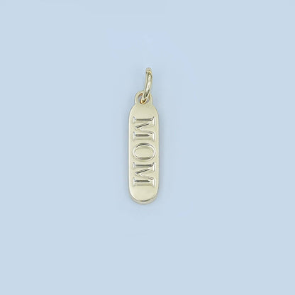 Stainless Steel "MOM" Script Tag Mini Charm | P953