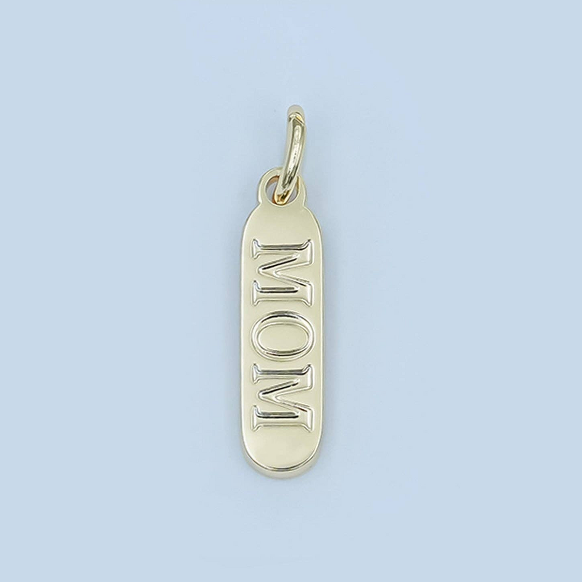Stainless Steel "MOM" Script Tag Mini Charm | P953