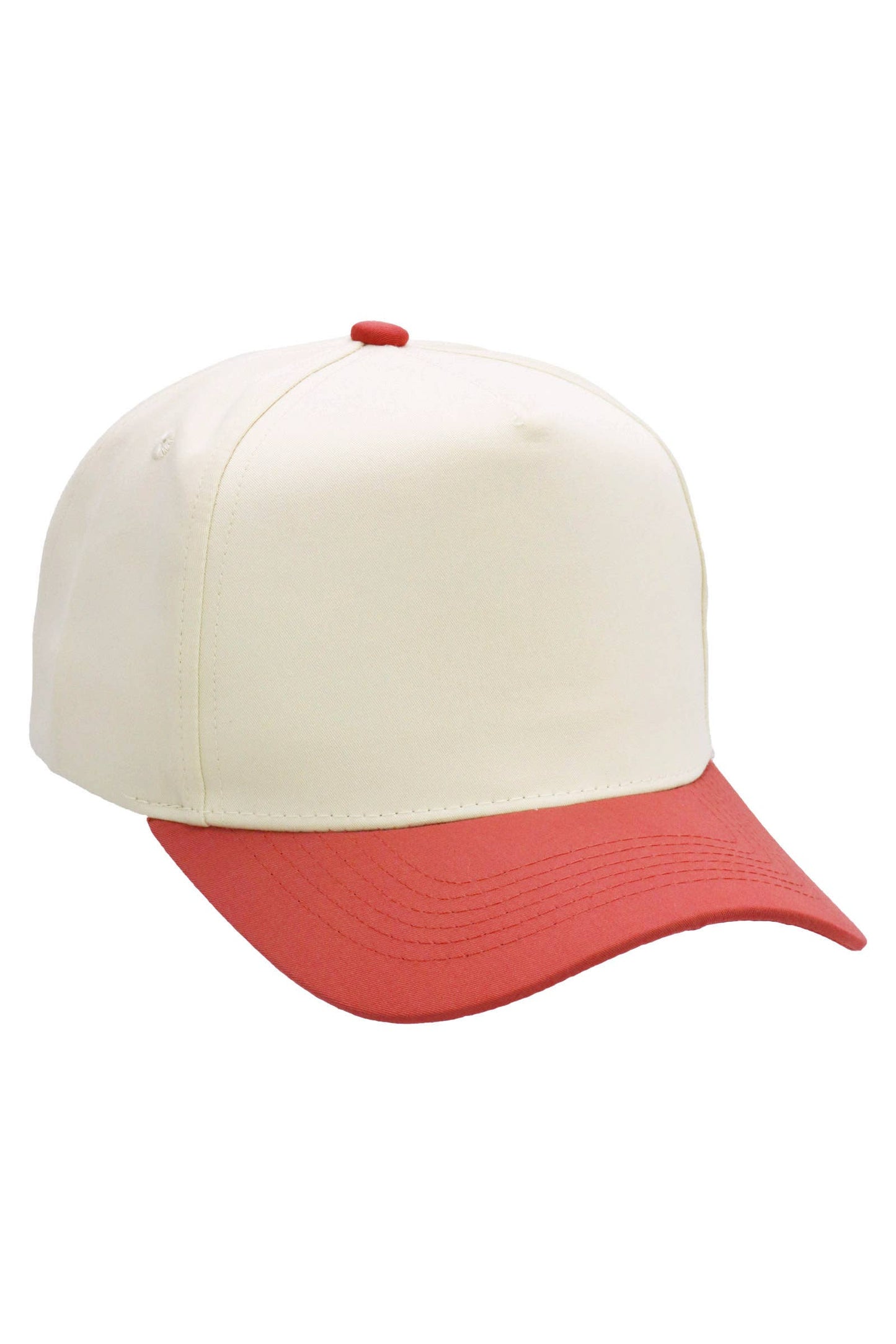 Two Tone Beige Upper Five Panel Baseball Cap