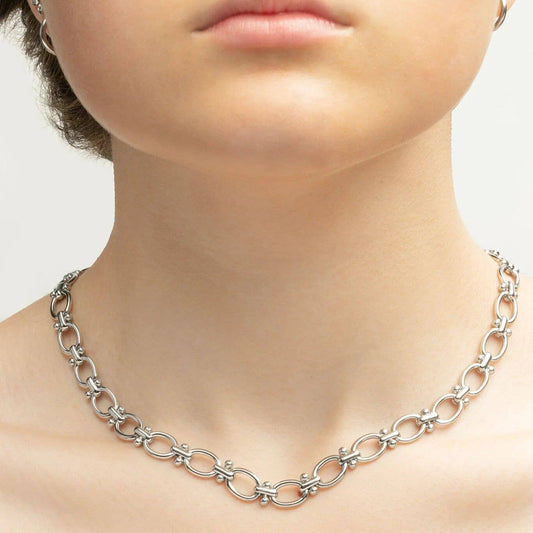 Stainless Steel Round and Bead Chain Necklace