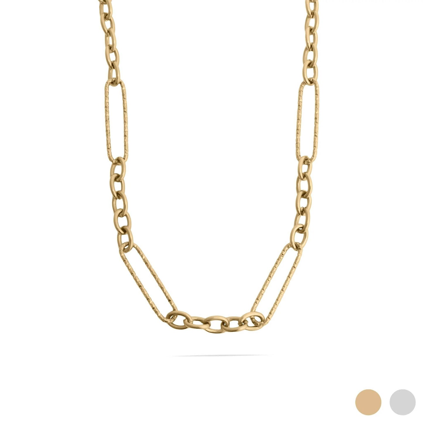 Gold Stainless Steel Long Paperclip Textured Chain Necklace