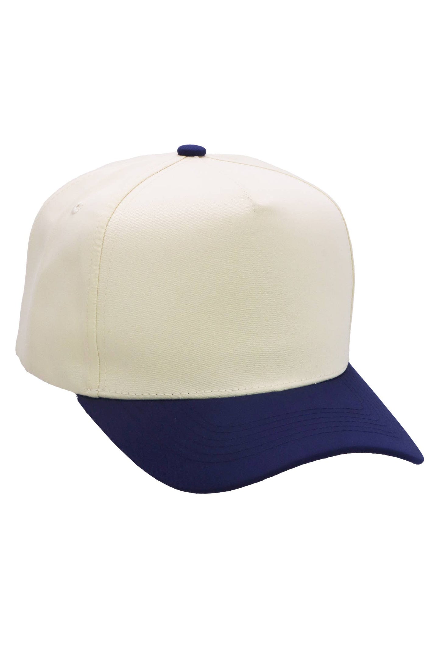 Two Tone Beige Upper Five Panel Baseball Cap
