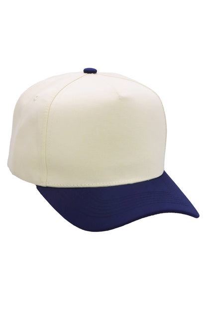 Two Tone Beige Upper Five Panel Baseball Cap