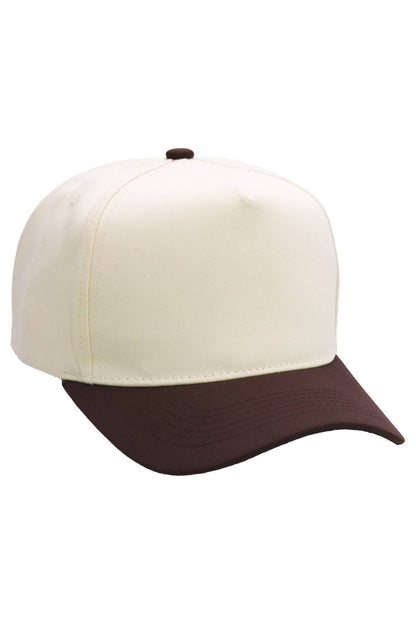 Two Tone Beige Upper Five Panel Baseball Cap